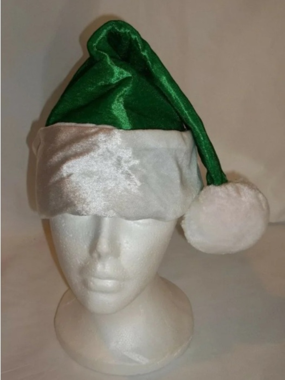 Green and White Plush Holiday Santa Hat - Festive Garland Accessory